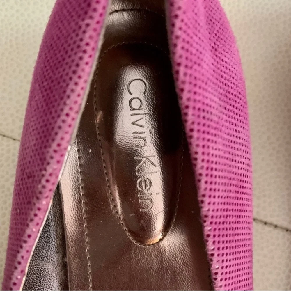 Calvin Klein Ballet Flats 7.5 Pink NWOT Round Toe Silver Disc Embellished Glam